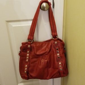 B Makowsky Supple Leather Purse Brick Red